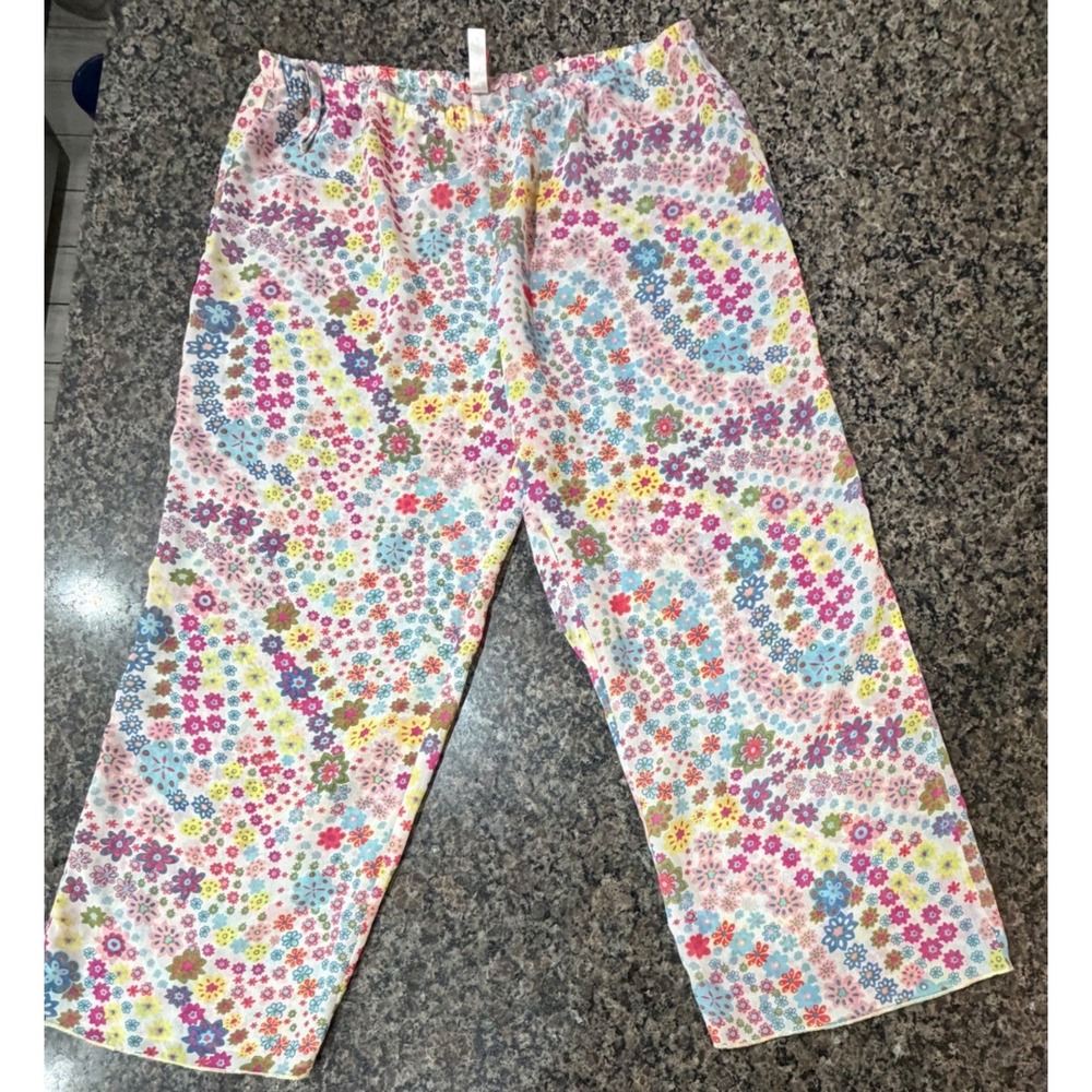 Josie by Natori Floral Pajama Pants Womens Multi Color Lounge Wide Leg Sleepwear